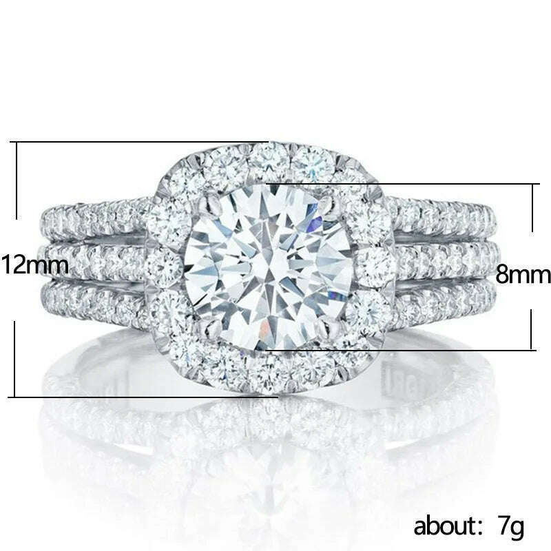 KIMLUD, Light luxury classic 925 sterling silver square moissanite ring as a jewelry gift for women's engagement party, KIMLUD Womens Clothes