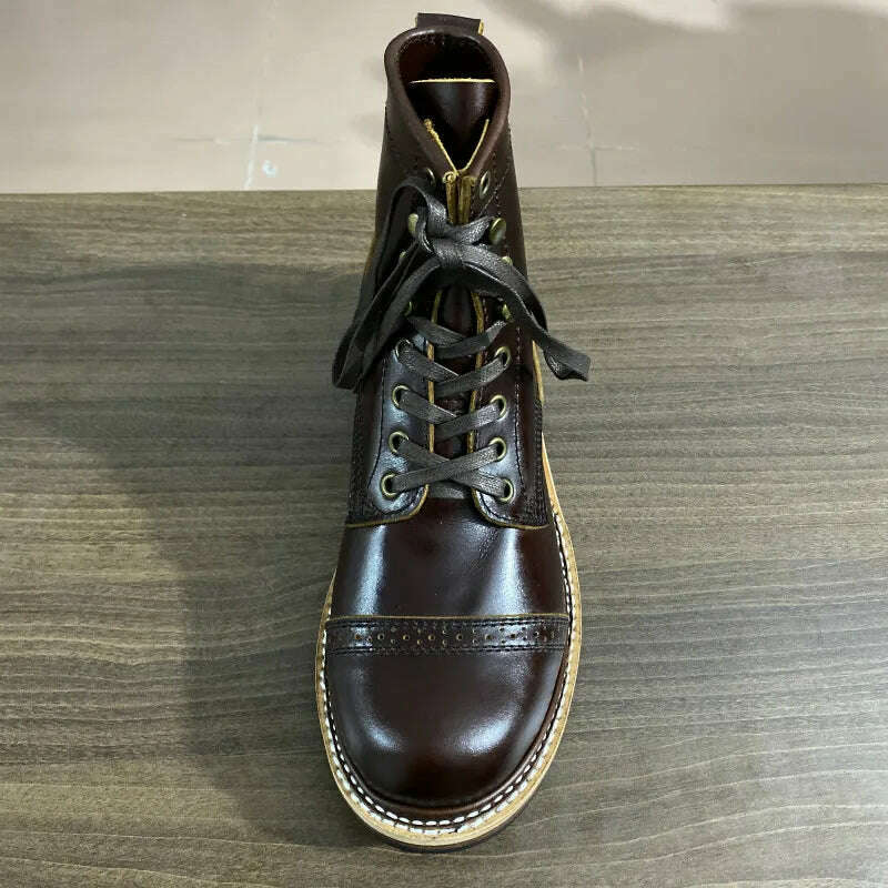 LL580 Rock Can Roll Size 35-50 Super Quality Genuine Italian Cow Leather Handmade Durable Goodyear Welted American Work Boots - KIMLUD