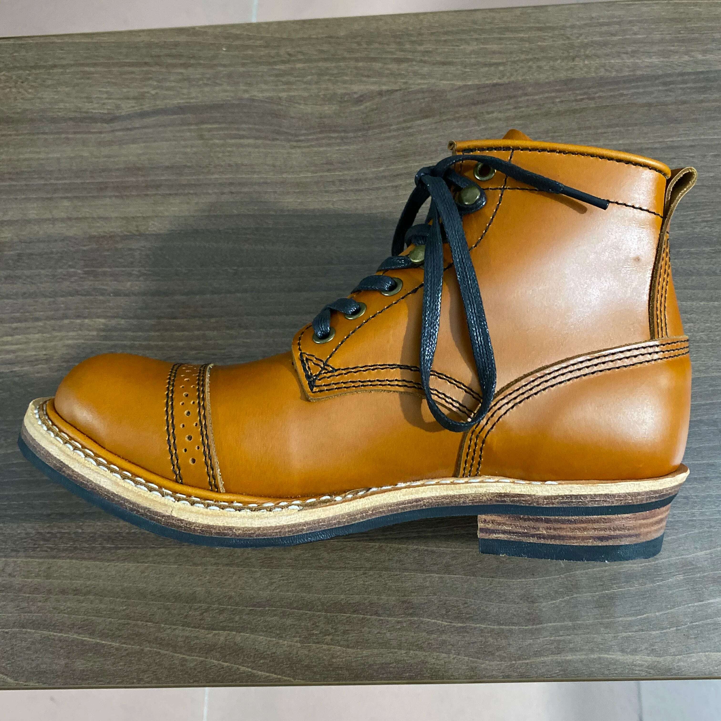 LL580 Rock Can Roll Size 35-50 Super Quality Genuine Italian Cow Leather Handmade Durable Goodyear Welted American Work Boots - KIMLUD