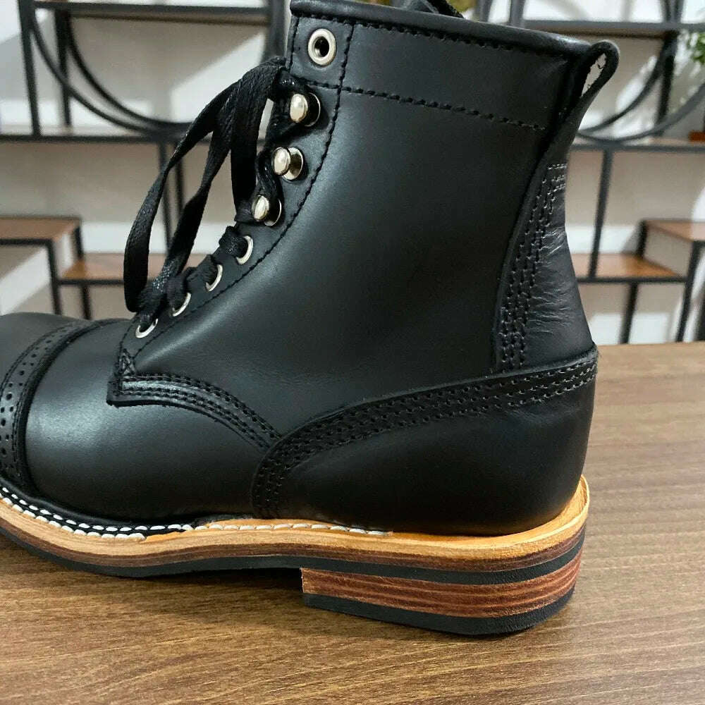 LL580 Rock Can Roll Size 35-50 Super Quality Genuine Italian Cow Leather Handmade Durable Goodyear Welted American Work Boots - KIMLUD