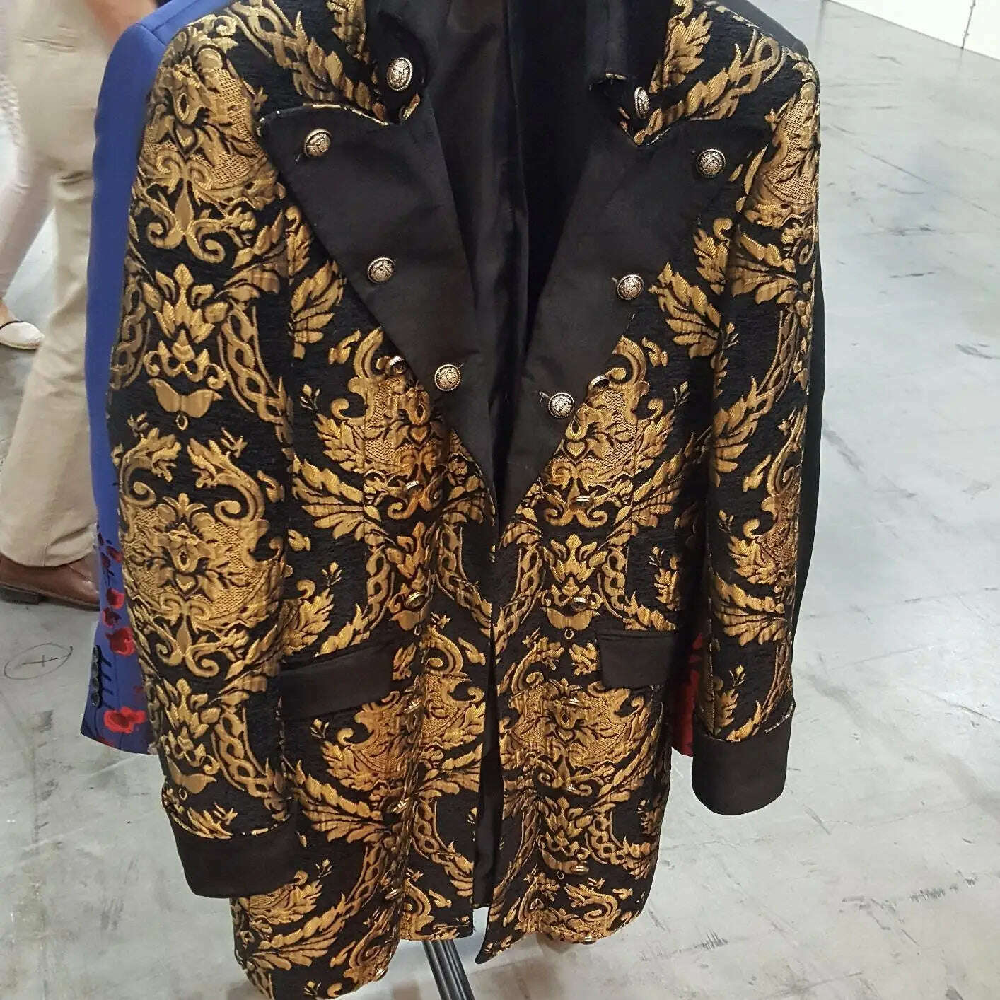 KIMLUD, Long Floral Suit Jacket for Men Notch Lapel Double Breasted Jacquard Male Blazer One Piece Fashion Coat 2025 Custom Made, Color 07 / 3XL (EU56 or US46), KIMLUD APPAREL - Womens Clothes