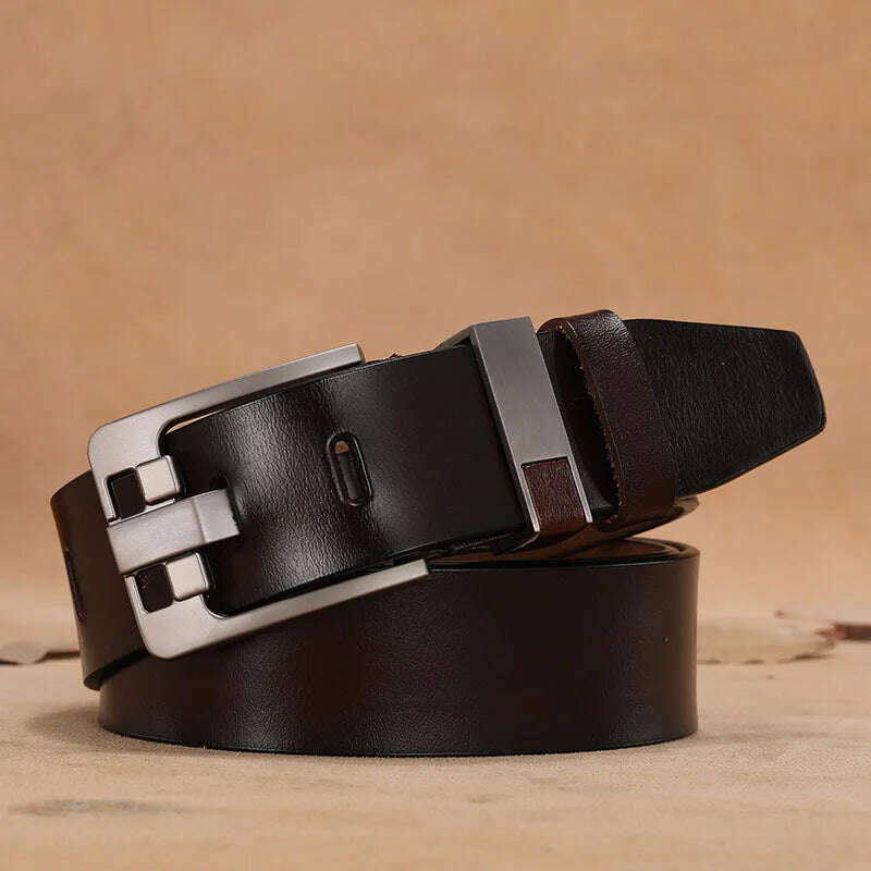 Long Large Plus Size 130 140 150 160cm Vintage Alloy Pin Buckle Men Belt High Quality Cow Genuine Leather Luxury Strap Male Belt - KIMLUD