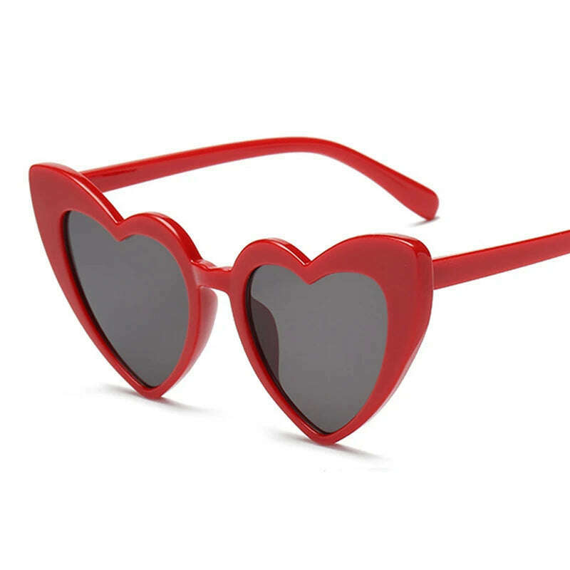 Love Heart Cat Eye Sunglasses Woman Vintage Christmas Gift Black Pink Red Heart Shape Sun Glasses For Woman Uv400 - KIMLUD
