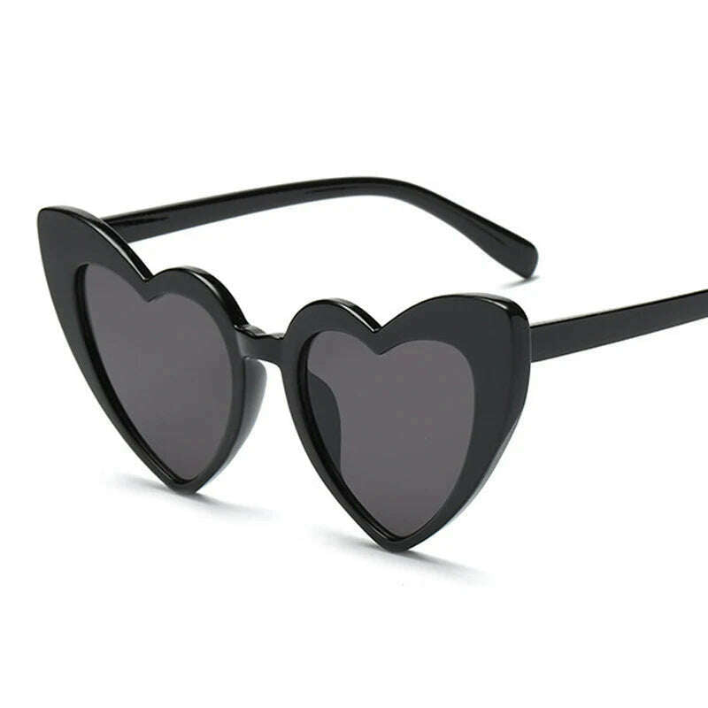 Love Heart Cat Eye Sunglasses Woman Vintage Christmas Gift Black Pink Red Heart Shape Sun Glasses For Woman Uv400 - KIMLUD