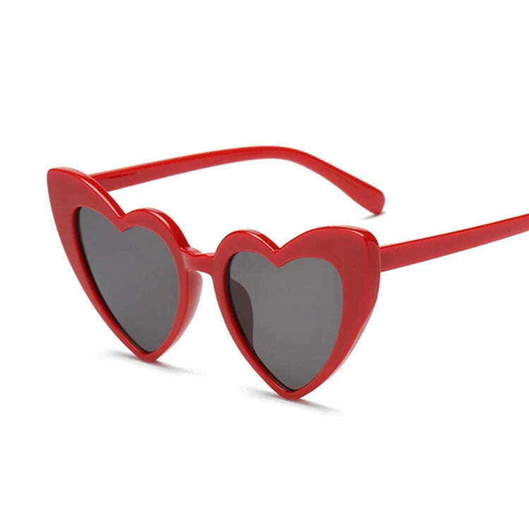 Love Heart Cat Eye Sunglasses Woman Vintage Christmas Gift Black Pink Red Heart Shape Sun Glasses For Woman Uv400 - KIMLUD