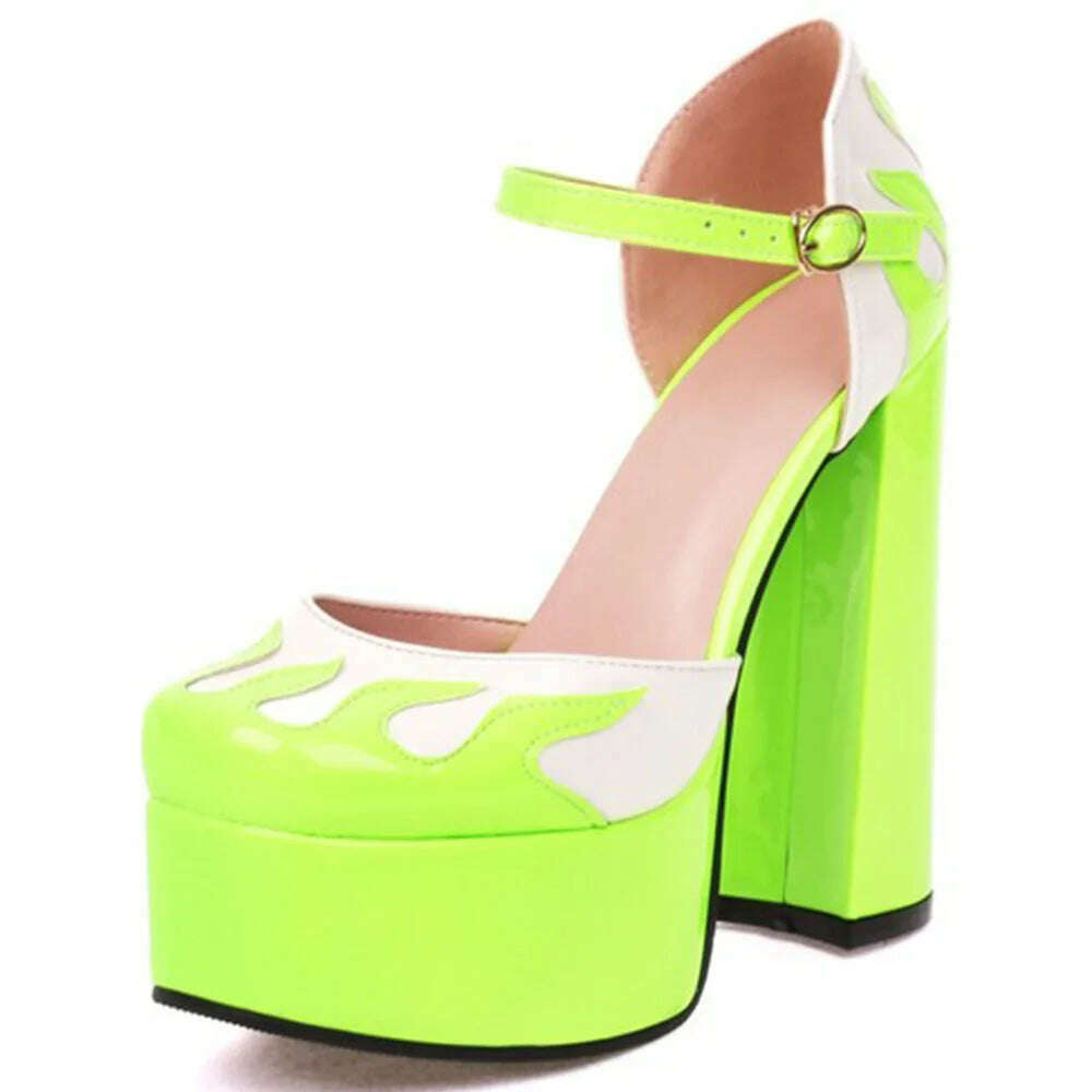 Luxury Designer Marry Janes Pumps For Women Love Heart High Heels Buckle Platform Punk Chunky Pink Wedding Party women's Shoes - KIMLUD