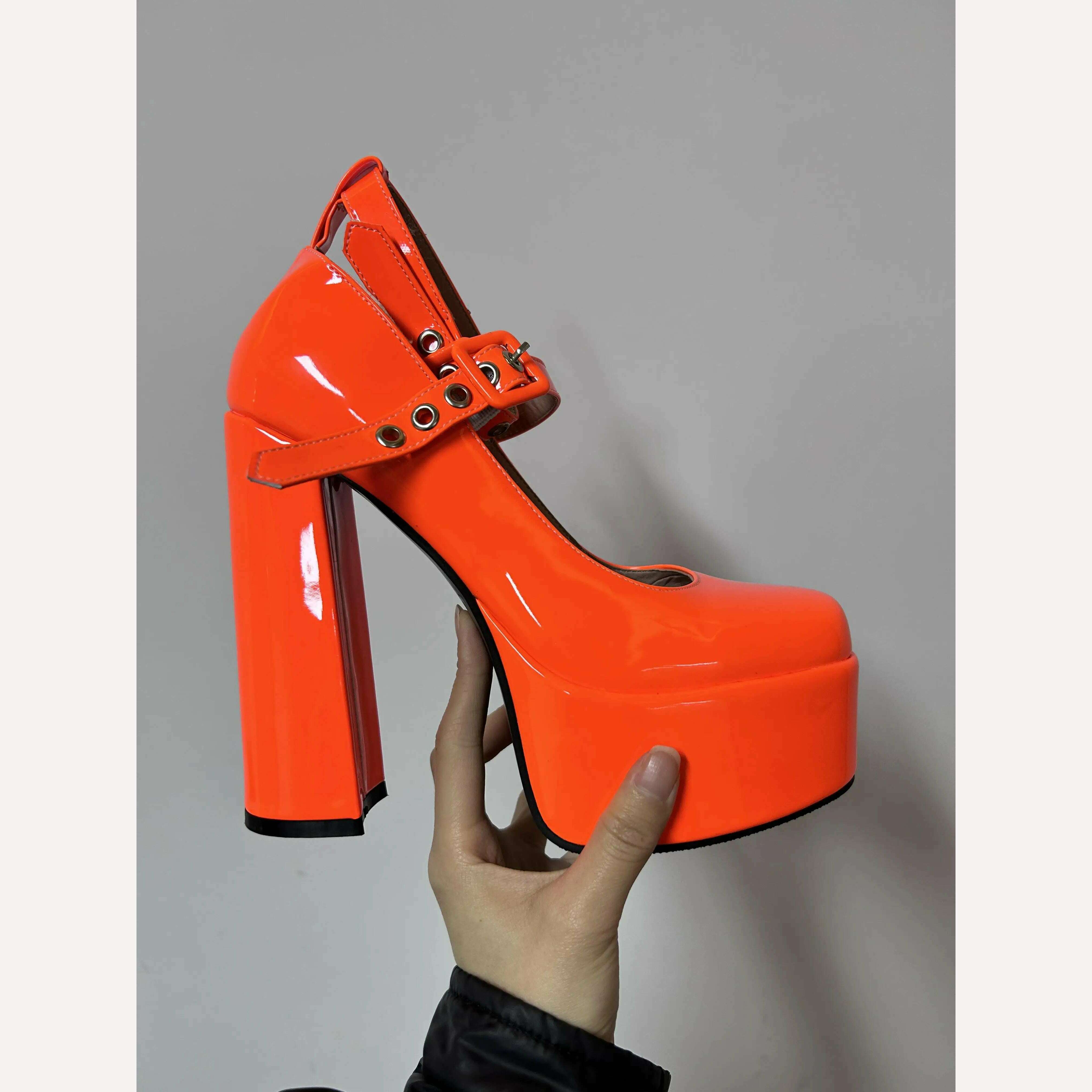 Luxury Designer Marry Janes Pumps For Women Love Heart High Heels Buckle Platform Punk Chunky Pink Wedding Party women's Shoes - KIMLUD