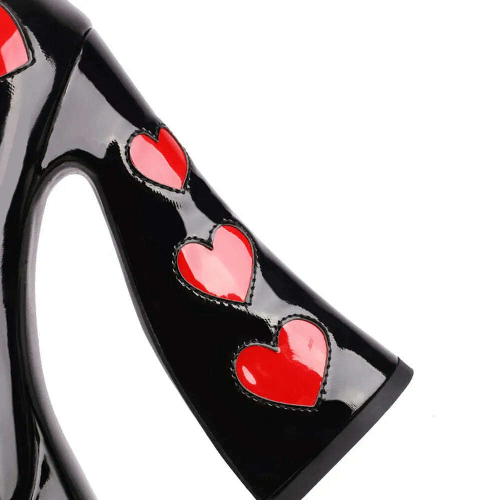 Luxury Designer Marry Janes Pumps For Women Love Heart High Heels Buckle Platform Punk Chunky Pink Wedding Party women's Shoes - KIMLUD