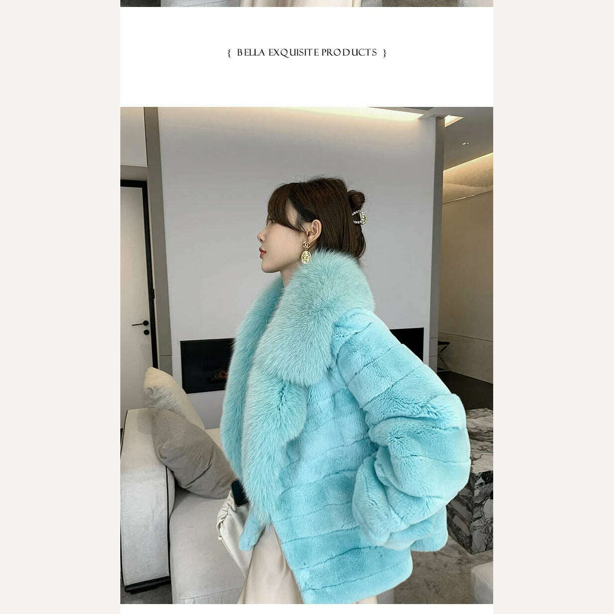 Luxury Oversized Crystal Fox Fur Collar Whole Fur Rex Rabbit Fur Coat Rabbit Fur Loose Coat Autumn And Winter New Style Customiz - KIMLUD