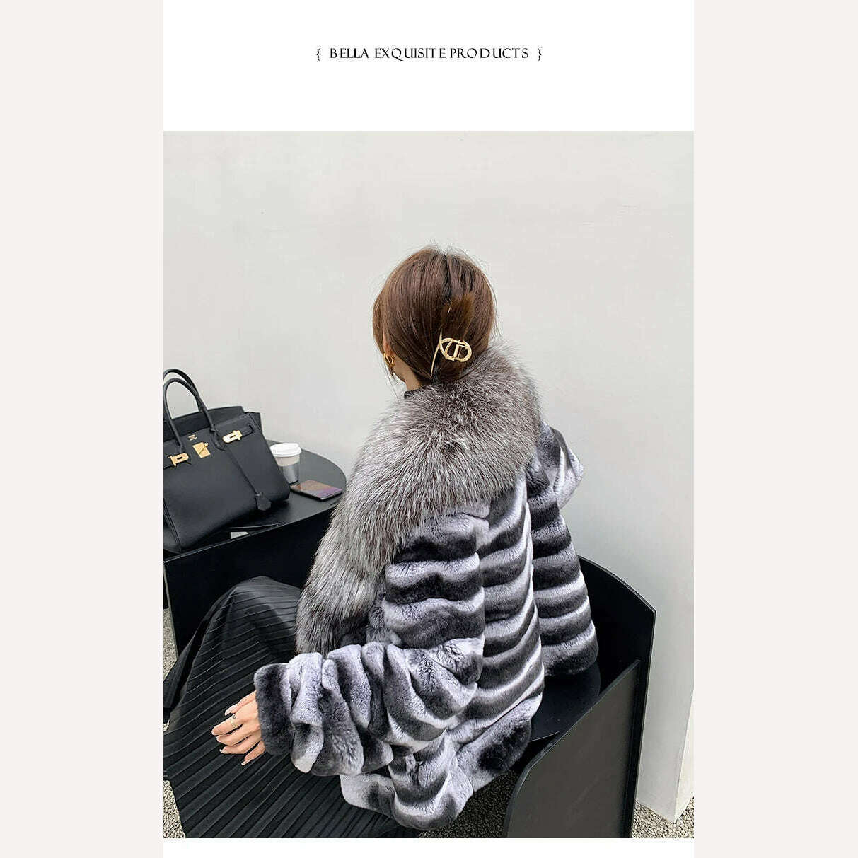 Luxury Oversized Crystal Fox Fur Collar Whole Fur Rex Rabbit Fur Coat Rabbit Fur Loose Coat Autumn And Winter New Style Customiz - KIMLUD