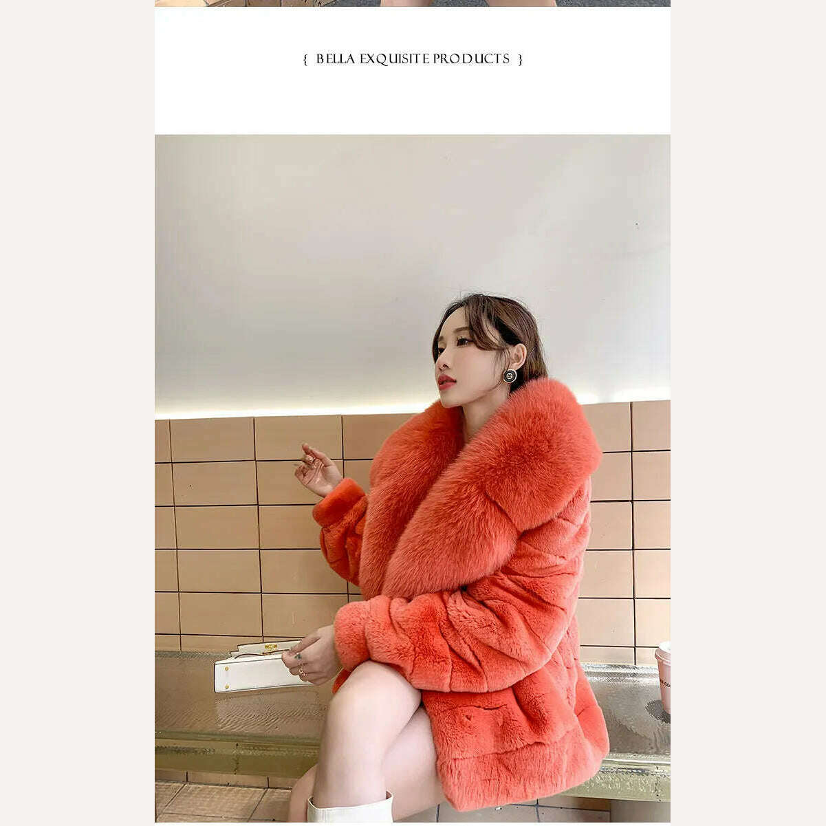 Luxury Oversized Crystal Fox Fur Collar Whole Fur Rex Rabbit Fur Coat Rabbit Fur Loose Coat Autumn And Winter New Style Customiz - KIMLUD