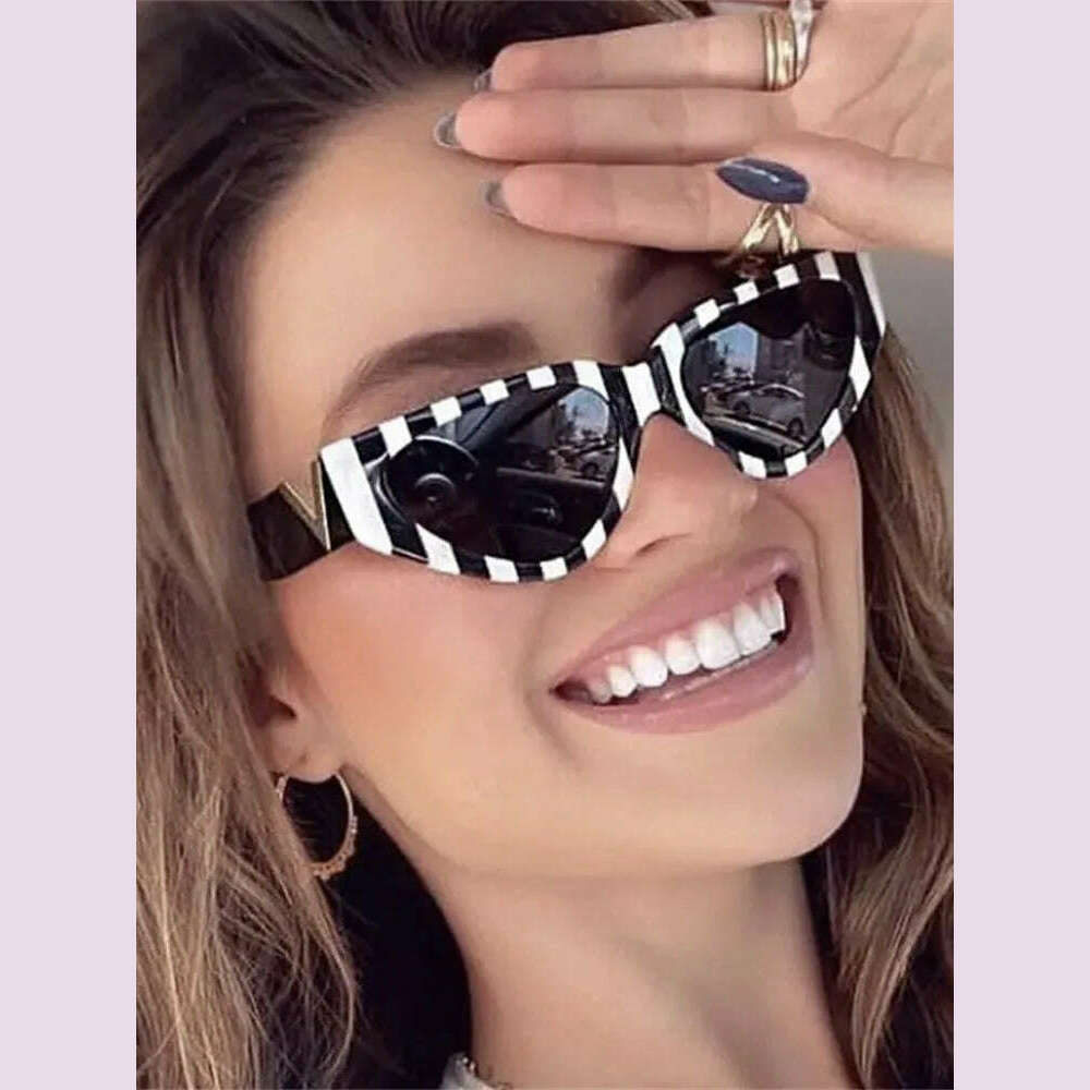 Luxury Vintage Cat Eyt Sunglasses Women 2023 Fashion V Brand Designer Cateye Sun Glasses Female Eyewear UV400 Gafas De Sol Mujer - KIMLUD
