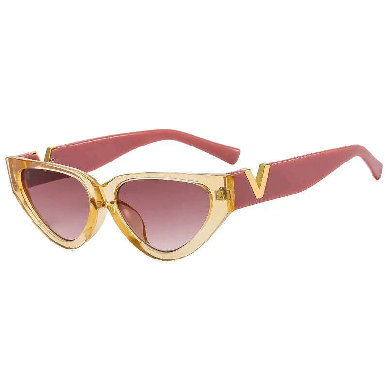 Luxury Vintage Cat Eyt Sunglasses Women 2023 Fashion V Brand Designer Cateye Sun Glasses Female Eyewear UV400 Gafas De Sol Mujer - KIMLUD