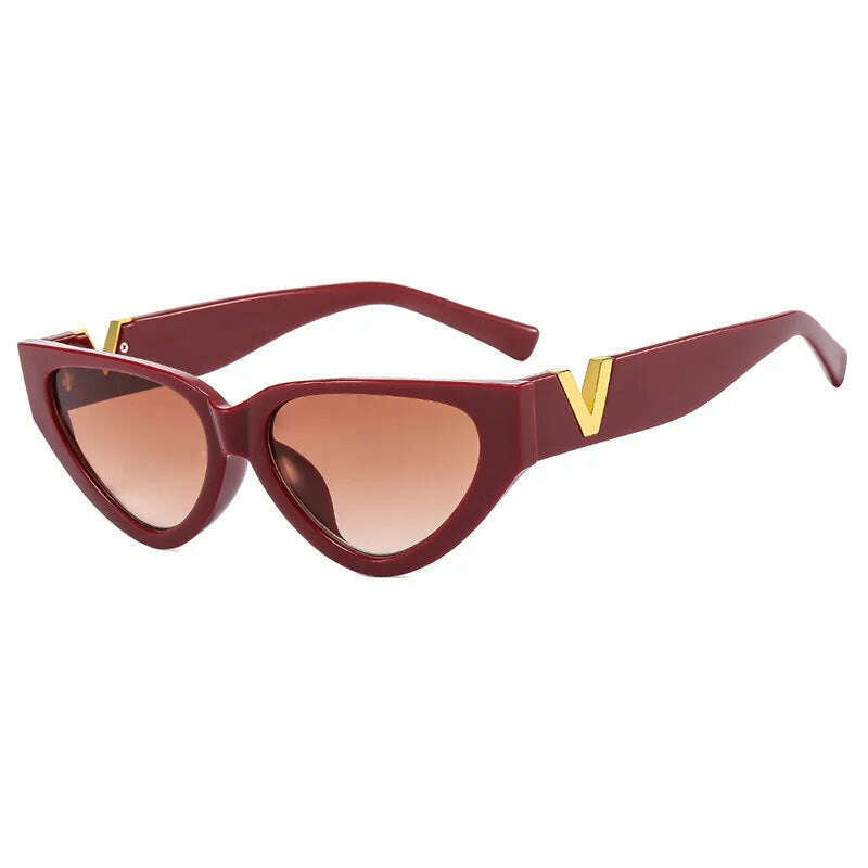 Luxury Vintage Cat Eyt Sunglasses Women 2023 Fashion V Brand Designer Cateye Sun Glasses Female Eyewear UV400 Gafas De Sol Mujer - KIMLUD