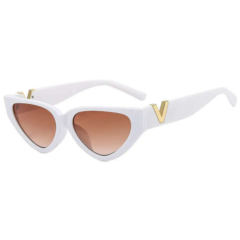 Luxury Vintage Cat Eyt Sunglasses Women 2023 Fashion V Brand Designer Cateye Sun Glasses Female Eyewear UV400 Gafas De Sol Mujer - KIMLUD