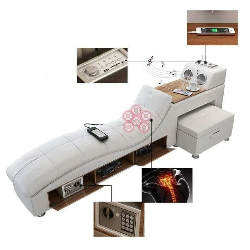 MANBAS Luxury King Size Bed with Smart Technology and Genuine Leather / Multifunctional Ultimate Beds / Massage Marriage Bed - KIMLUD