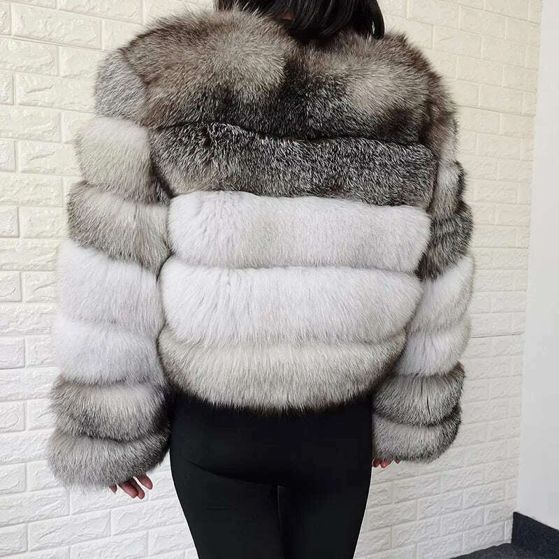 Maomaokong 2023 Natural Real Fox Fur Coat Women Luxury Leather Fur Jackets Winter Female Clothes Silver fox Furry Vest - KIMLUD
