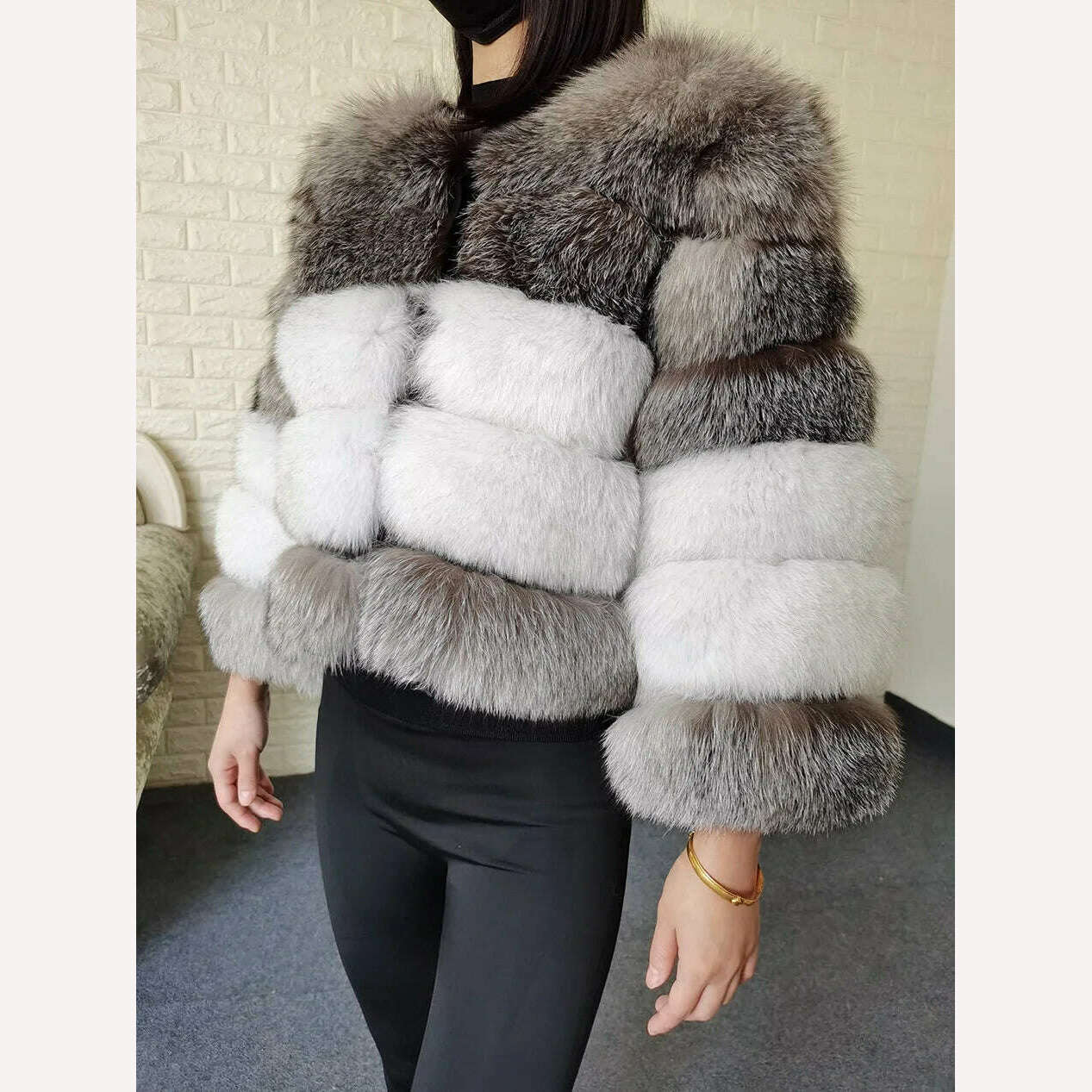 Maomaokong 2023 Natural Real Fox Fur Coat Women Luxury Leather Fur Jackets Winter Female Clothes Silver fox Furry Vest - KIMLUD