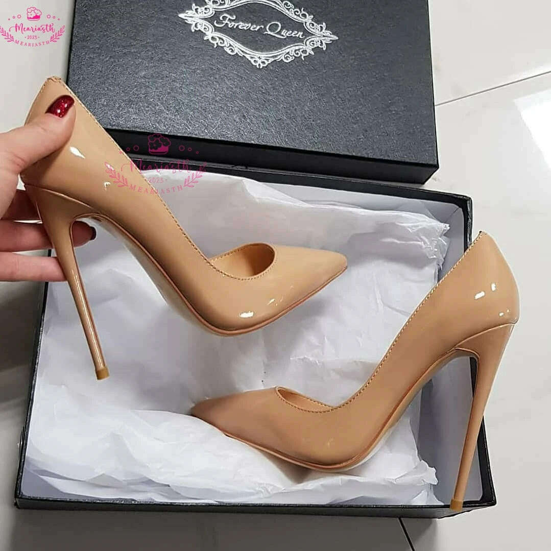 KIMLUD, Meariasth 12cm Red Pointed Toe Pumps Stiletto high Heels women Patent Leather Shallow Dress Shoes Women Sexy Party Heels Blue, KIMLUD Womens Clothes