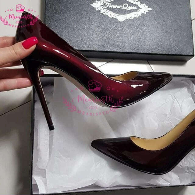 KIMLUD, Meariasth 12cm Red Pointed Toe Pumps Stiletto high Heels women Patent Leather Shallow Dress Shoes Women Sexy Party Heels Blue, KIMLUD Womens Clothes