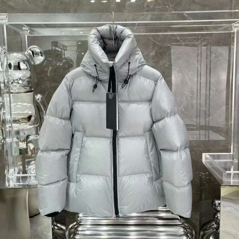 Men and women Autumn and winter Coat y2k Standing collar outdoor wind protection and warmth fashion leisure Hooded down jacket - KIMLUD