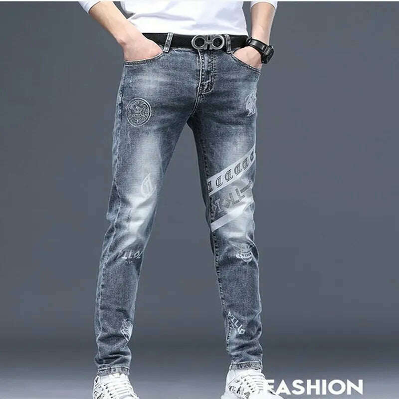 Men Jeans Fashion Street Hip-Hop Jeans Male Punk Style Denim Pants Summer Spring Men Stretchy Slim Fit High Quality Mans Jeans - KIMLUD