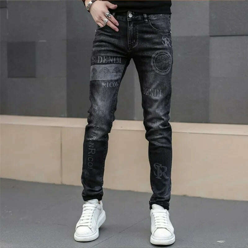 Men Jeans Fashion Street Hip-Hop Jeans Male Punk Style Denim Pants Summer Spring Men Stretchy Slim Fit High Quality Mans Jeans - KIMLUD