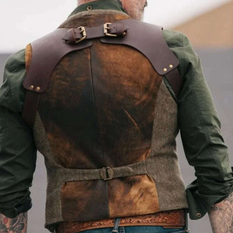 Men Suit Vests Tweed Formal Victorian Business Dress Waistcoat Cosplay Mens Gentleman Groomman Wedding Slim Fit Gilet Tuxedo - KIMLUD