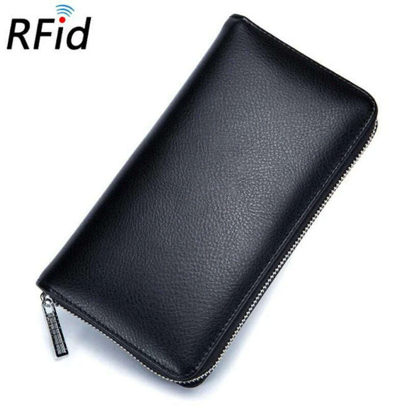 KIMLUD, Men wallet genuine leather passport RFID long large capacity organ mobile phone multi function card holder unisex wallets, KIMLUD Womens Clothes