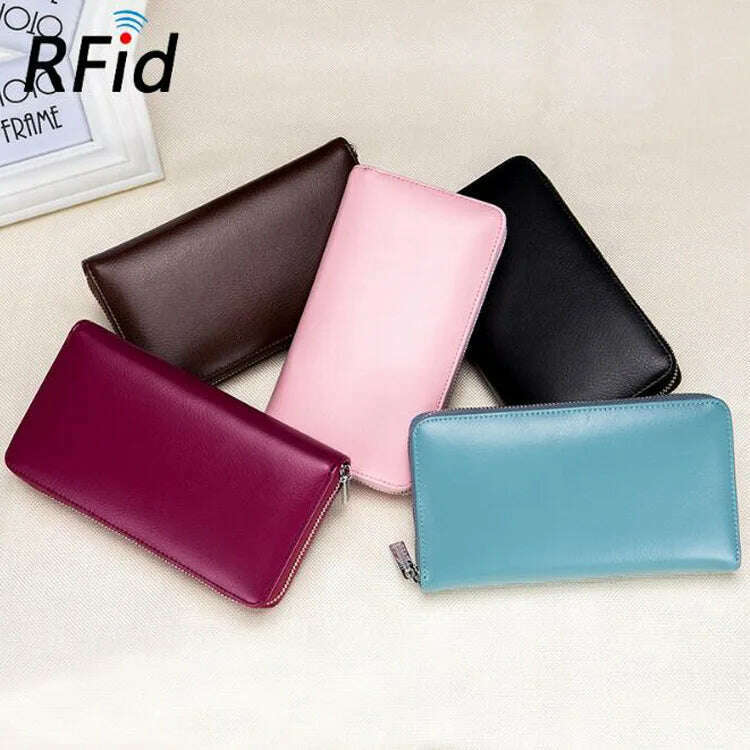 KIMLUD, Men wallet genuine leather passport RFID long large capacity organ mobile phone multi function card holder unisex wallets, KIMLUD Womens Clothes