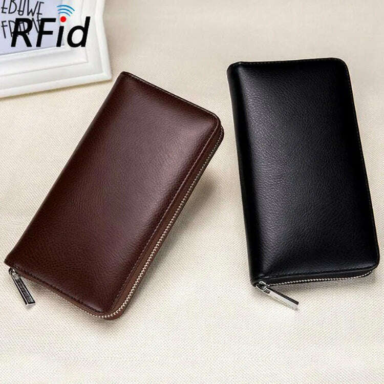 KIMLUD, Men wallet genuine leather passport RFID long large capacity organ mobile phone multi function card holder unisex wallets, KIMLUD Womens Clothes