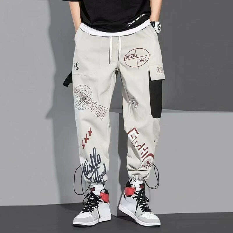 Men's Cargo Pants Y2k Harem Multi Pocket Trousers Loose New In Hiking Wide Vintage Joggers Street Korean Style Fashion Slacks S - KIMLUD