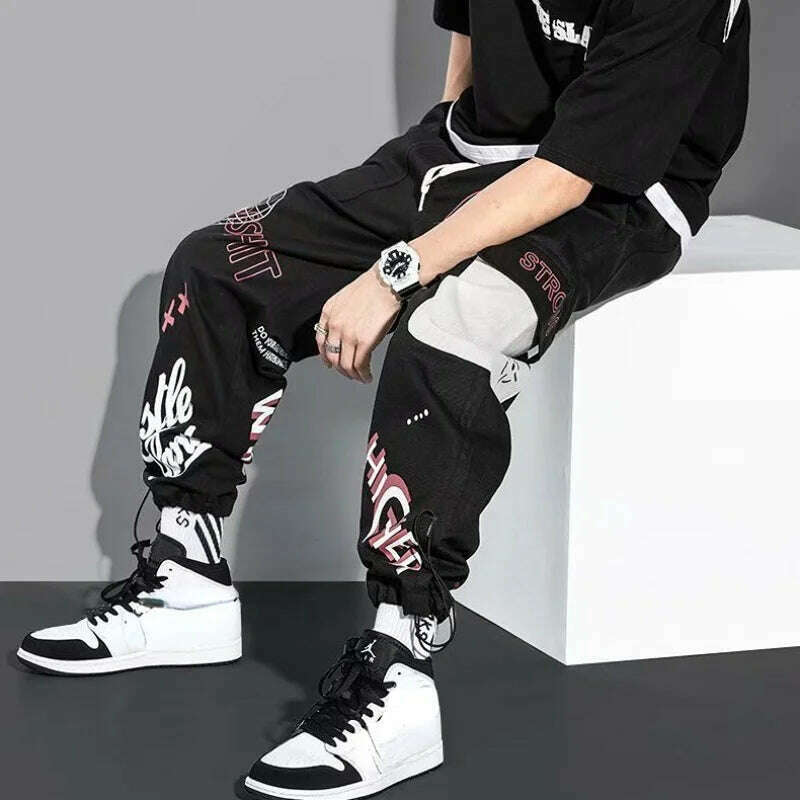 Men's Cargo Pants Y2k Harem Multi Pocket Trousers Loose New In Hiking Wide Vintage Joggers Street Korean Style Fashion Slacks S - KIMLUD