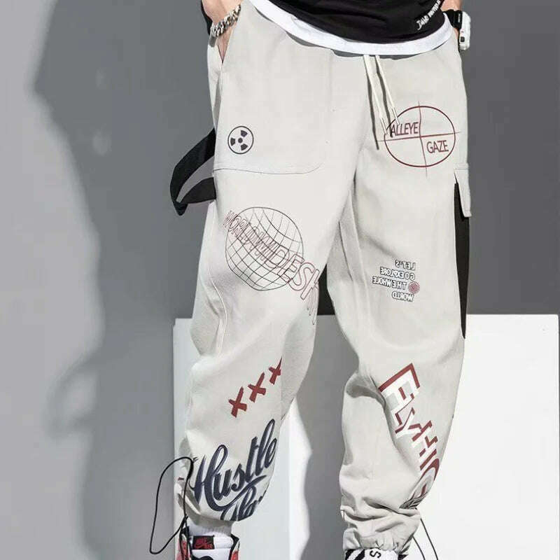 Men's Cargo Pants Y2k Harem Multi Pocket Trousers Loose New In Hiking Wide Vintage Joggers Street Korean Style Fashion Slacks S - KIMLUD