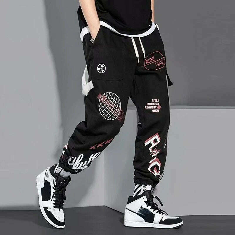 Men's Cargo Pants Y2k Harem Multi Pocket Trousers Loose New In Hiking Wide Vintage Joggers Street Korean Style Fashion Slacks S - KIMLUD