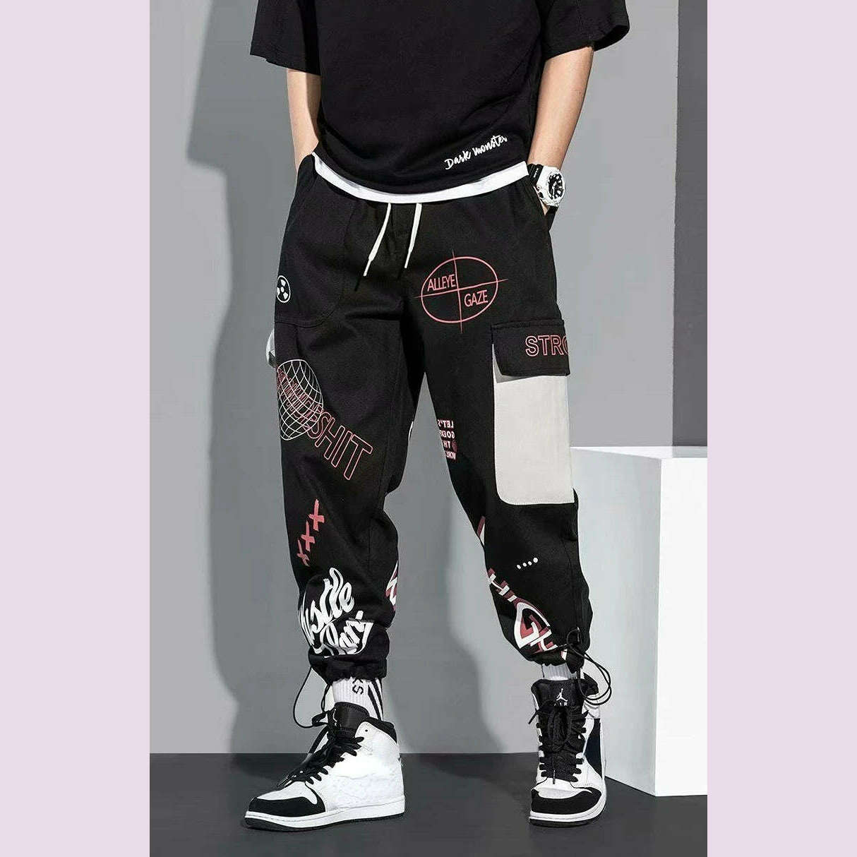 Men's Cargo Pants Y2k Harem Multi Pocket Trousers Loose New In Hiking Wide Vintage Joggers Street Korean Style Fashion Slacks S - KIMLUD