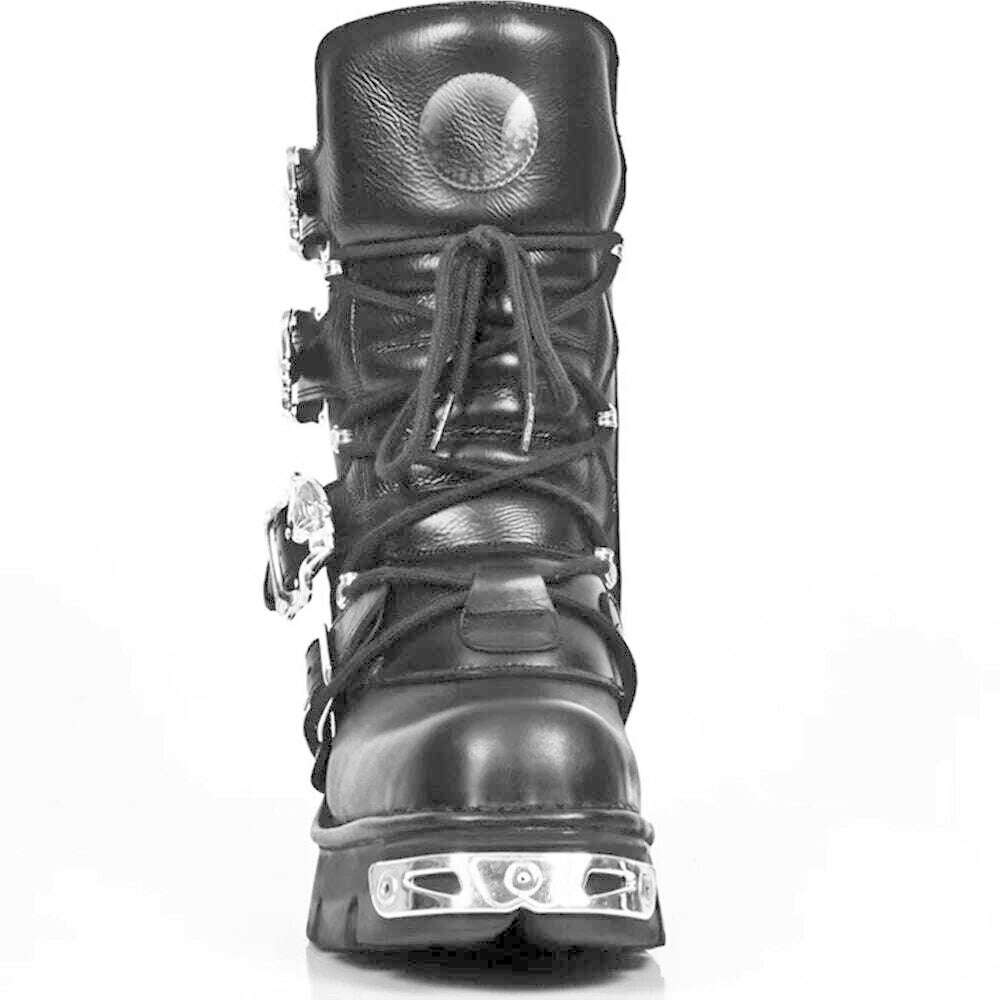 Men's Fashion Genuine Leather Motorcycle Boots Gothic Skull Punk Boots Design Rock Women Mid-calf Boots Metallic Combat Boot48 - KIMLUD