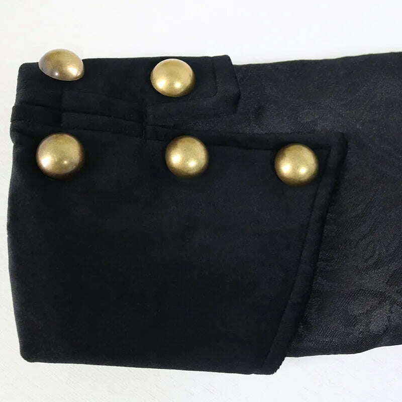 Middle Ages Prince Cosplay Black Turn Down Collar Steampunk Men Jacket Long Sleeve Gothic Noble Men Texudo Medieval Costume - KIMLUD