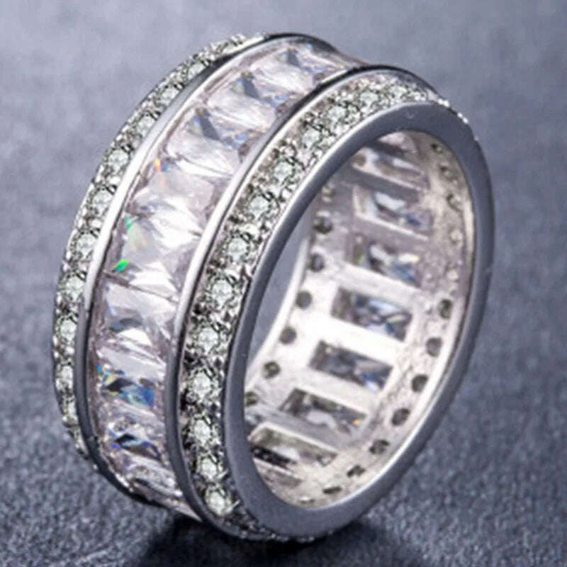 Milangirl Luxury Romantic Zircon Wedding Engagement Round Circle Couple Rings For women Jewelry Ring - KIMLUD