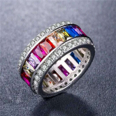 Milangirl Luxury Romantic Zircon Wedding Engagement Round Circle Couple Rings For women Jewelry Ring - KIMLUD