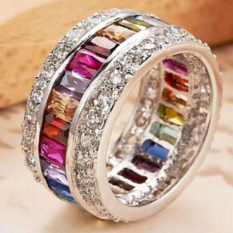 Milangirl Luxury Romantic Zircon Wedding Engagement Round Circle Couple Rings For women Jewelry Ring - KIMLUD