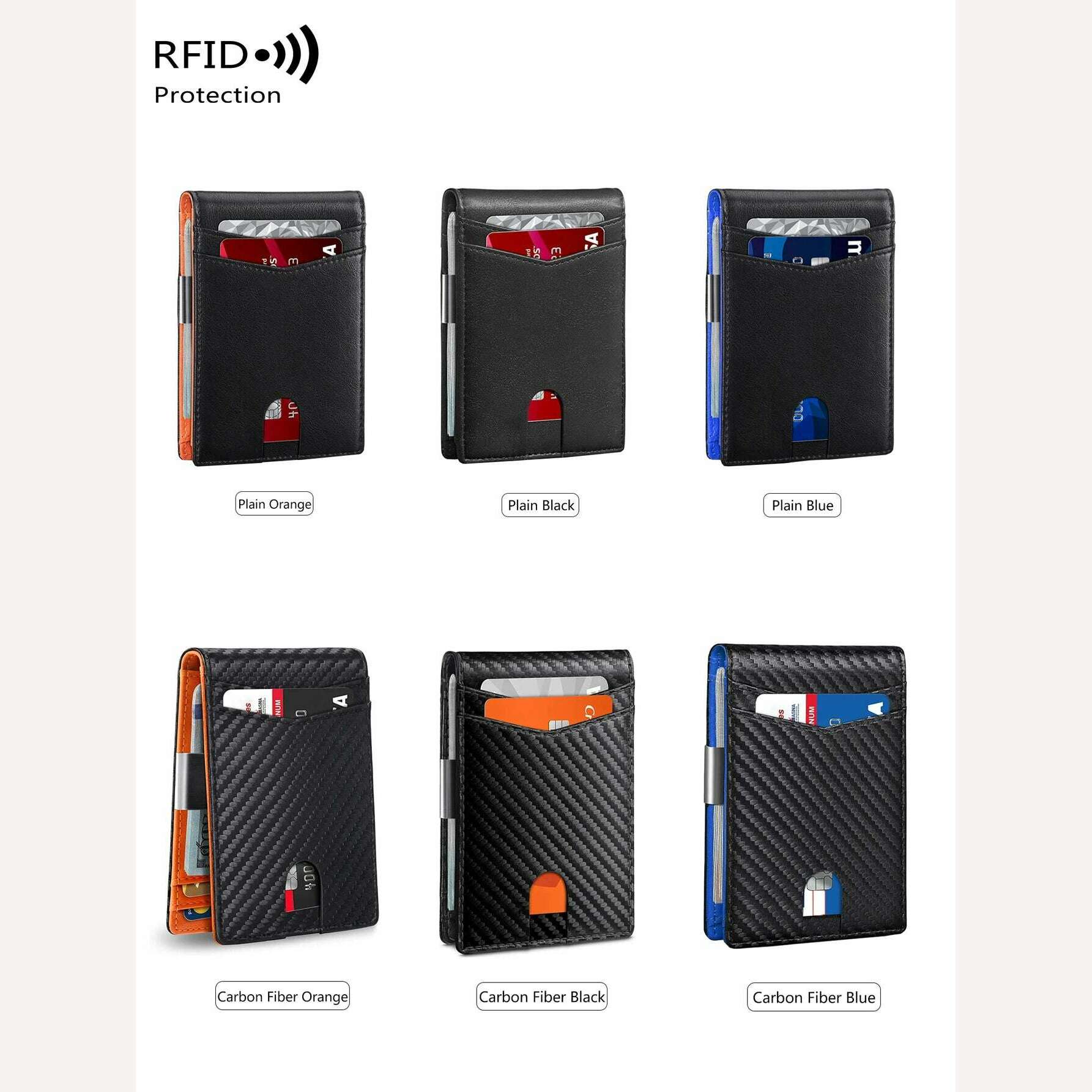Minimalist men's RFID blocking multi-functional ultra-thin 12-card wallet, front pocket bi-fold solid color portable card holder - KIMLUD
