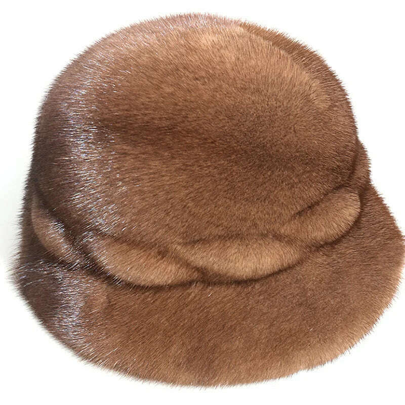 Mink Fur Hats Whole Mink Fur Cap Real Natural Mink Fur Ear Protection Fisherman Hat Female Fashion Warm Hat For Woman - KIMLUD