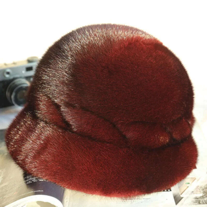 Mink Fur Hats Whole Mink Fur Cap Real Natural Mink Fur Ear Protection Fisherman Hat Female Fashion Warm Hat For Woman - KIMLUD