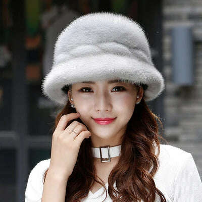 Mink Fur Hats Whole Mink Fur Cap Real Natural Mink Fur Ear Protection Fisherman Hat Female Fashion Warm Hat For Woman - KIMLUD