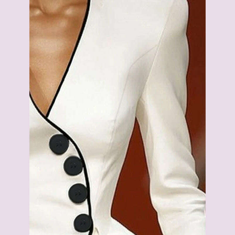 Modigirl Fall Women’s Original Jacket Outerwear 2025 Spring Deep V-Neck Long Sleeves Buttoned Slim Elegant Ladies Clothing Tops - KIMLUD