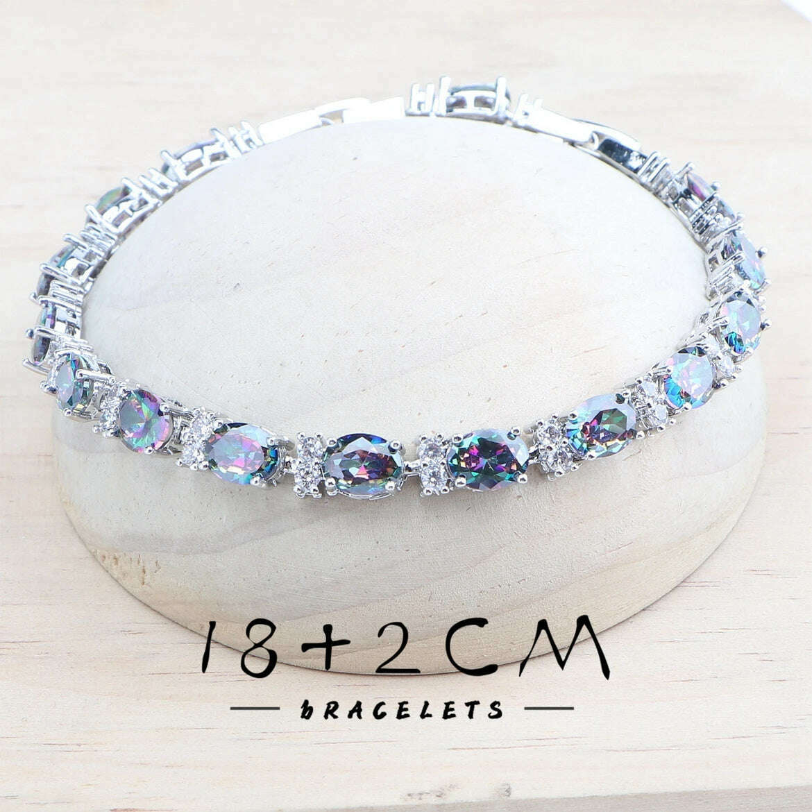 KIMLUD, Natural Magic Rainbow CZ Bridal Jewelry Sets 925 Silver Stones Bracelets Earrings Rings Pendant Necklace Set For Women, KIMLUD Womens Clothes