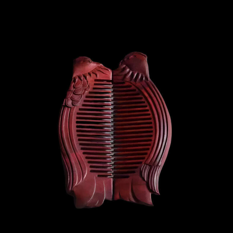 KIMLUD, Natural Rhinoceros Horn Small Leaf Red Sandalwood Carved Wood Comb Retro Style Massage Comb Gifts with comb, 33, KIMLUD APPAREL - Womens Clothes