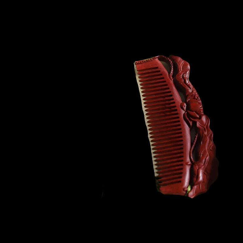 KIMLUD, Natural Rhinoceros Horn Small Leaf Red Sandalwood Carved Wood Comb Retro Style Massage Comb Gifts with comb, 37, KIMLUD APPAREL - Womens Clothes