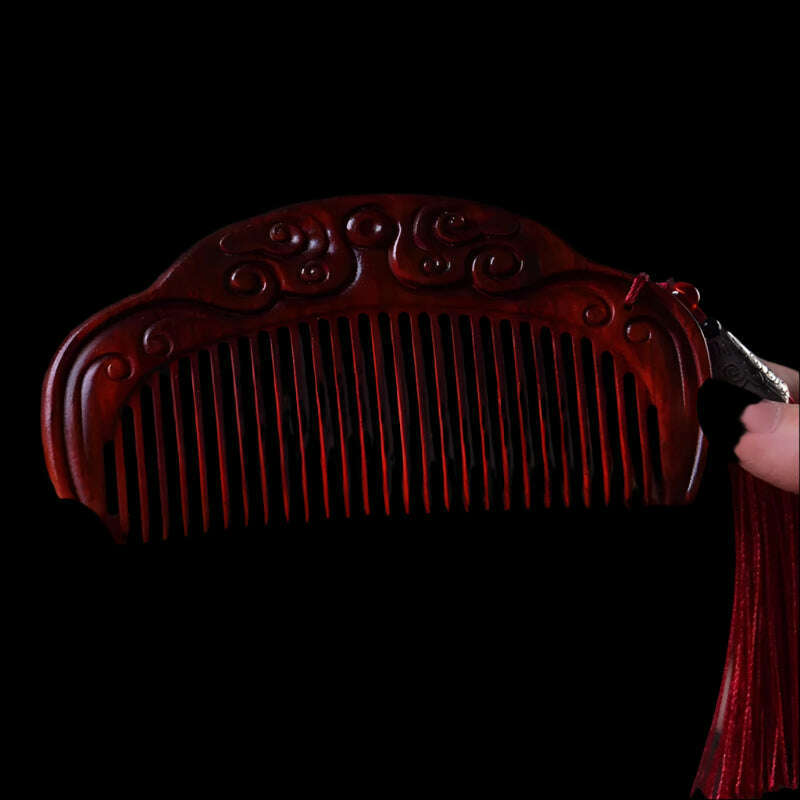 KIMLUD, Natural Rhinoceros Horn Small Leaf Red Sandalwood Carved Wood Comb Retro Style Massage Comb Gifts with comb, 36, KIMLUD APPAREL - Womens Clothes